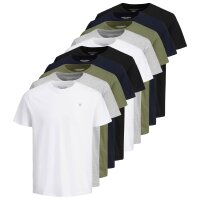 JACK&JONES Herren T-Shirt, 10er Pack - JORJXJ, T-Shirt, kurzarm, Rundhals, Baumwolle, Logo, einfarbig Weiß/Grau/Grün/Blau/Schwarz S