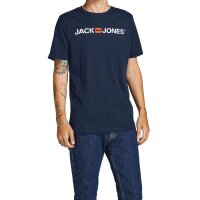 Jack & Jones Mens T-Shirt, 6 Pack - JJECORP LOGO TEE CREW NECK, Logo Print, Cotton White/Navy/Black S (Small)