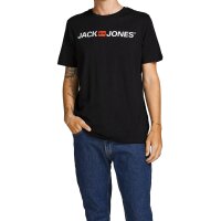 JACK&JONES Herren T-Shirt, 6er Pack - JJECORP LOGO TEE CREW NECK, Logo-Print, Baumwolle Weiß/Marineblau/Schwarz S