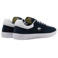LACOSTE Herren Sneaker - BASESHOT CORE ESSENTIALS, Turnschuhe, Logo, Veloursleder Blau/Weiß EUR 45