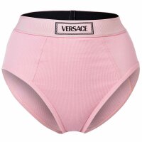 VERSACE womens briefs Highleg RIB - high logo waistband, ribbed knit, cotton stretch Light Pink L (Large)