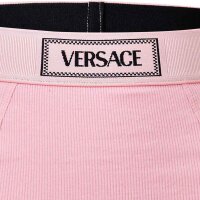 VERSACE womens briefs Highleg RIB - high logo waistband, ribbed knit, cotton stretch Light Pink L (Large)