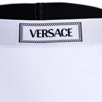 VERSACE womens briefs Highleg RIB - high logo waistband, ribbed knit, cotton stretch White L (Large)