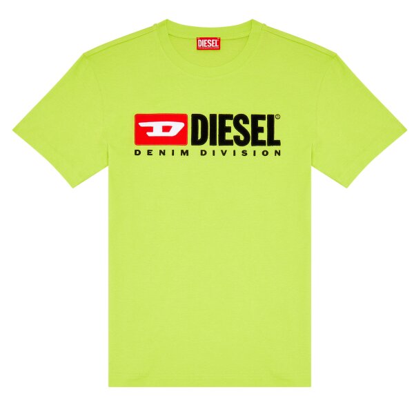DIESEL Herren T-Shirt - T-DIEGOR-DIV HEMD, Baumwolle, Rundhals, Logo, kurz, einfarbig Neongrün L