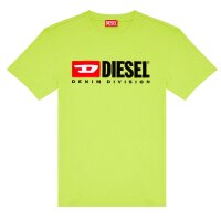 DIESEL Herren T-Shirt - T-DIEGOR-DIV HEMD, Baumwolle, Rundhals, Logo, kurz, einfarbig Neongrün L