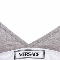 VERSACE womens briefs Highleg RIB - high logo waistband, ribbed knit, cotton stretch Grey M (Medium)