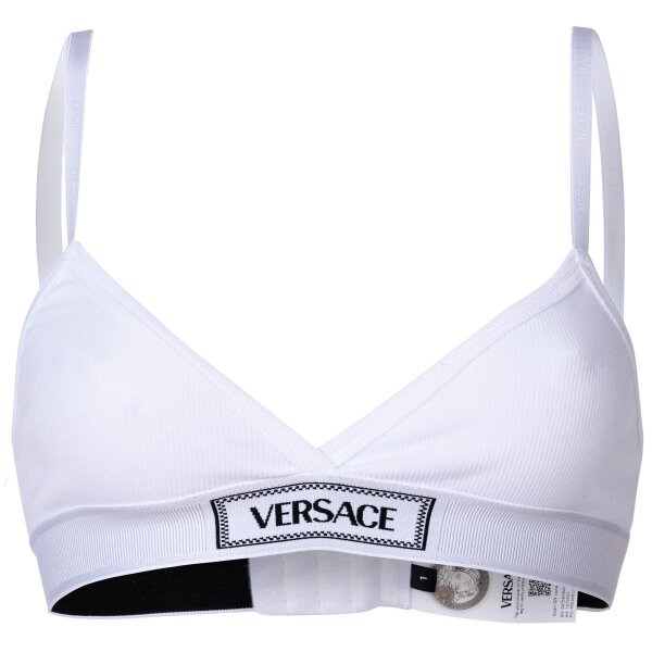 VERSACE Damen Bustier RIB - Triangel-Bralette, Rippstrick, Baumwoll-Stretch Weiß 2XL