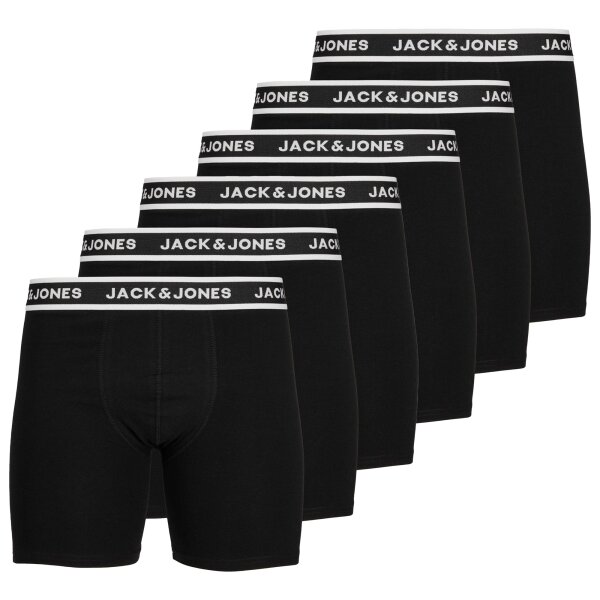 JACK&JONES Herren Boxershorts, 6er Pack - JACSOLID, Baumwoll-Stretch, einfarbig Schwarz L