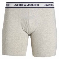 JACK&JONES Herren Boxershorts, 6er Pack - JACSOLID, Baumwoll-Stretch, einfarbig Grau/Weiß/Navy S