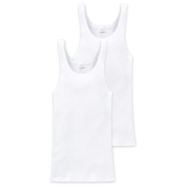 SCHIESSER Mens Undershirt Pack of 2 - Jacket, Cotton Essentials, Double Rib, White 5 (GR. M)