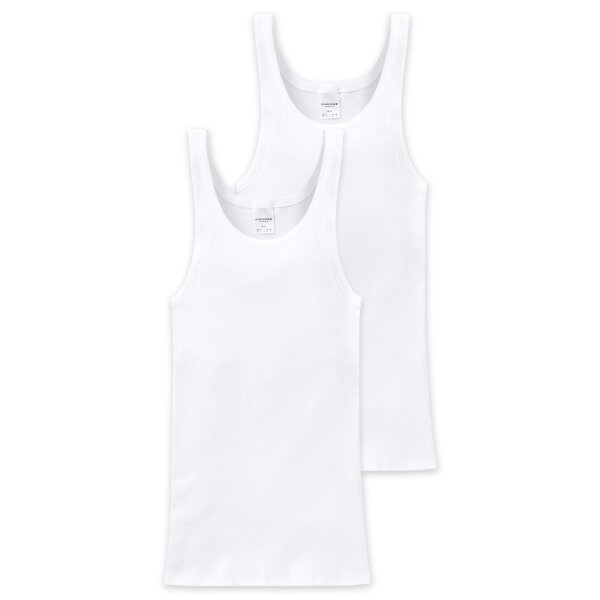 SCHIESSER Mens Undershirt Pack of 2 - Jacket, Cotton Essentials, Double Rib, White 8 (Size XXL)
