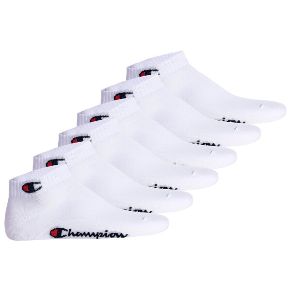 Champion Unisex Socken, 6er Pack - Quarter Socken, Basic, Logo Weiß EU 35-38