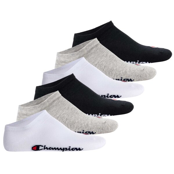Champion Unisex Sneaker Socken, 6er Pack - Sneaker Socken Basic, Logo Schwarz/Weiß/Grau EU 39-42