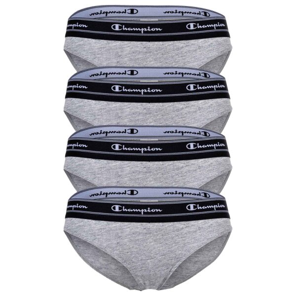 Champion Damen Bikini-Slips, 4er Pack - Slips, Logo-Bund, einfarbig Grau L