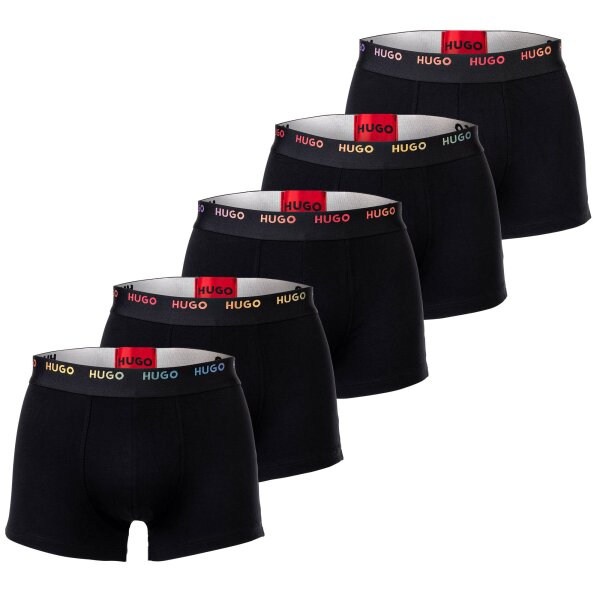 HUGO mens boxer shorts, pack of 5 - TRUNK 5 PACK RAINBOW, logo, cotton stretch