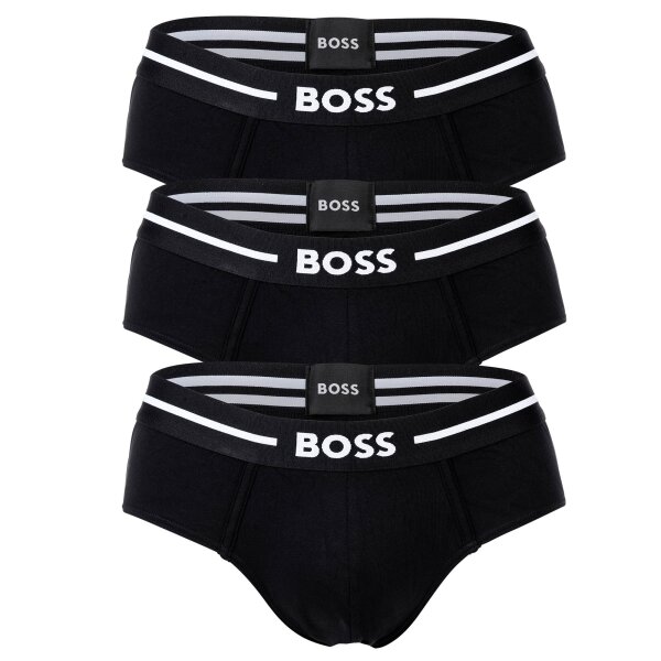 BOSS Herren Slips, 3er Pack - Hip Briefs 3P Bold, Cotton Stretch, Logo Schwarz 2XL