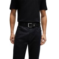 BOSS Mens Belt - Connio, Genuine leather, Pin Buckle, Brushed Metal Black 85 cm