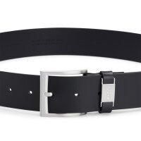 BOSS Herren Gürtel - Connio, Echtleder, Dornschließe, gebürstetes Metall Schwarz 90 cm