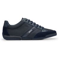 BOSS Herren Sneaker - Saturn Lowp, Turnschuh, Freizeit, Material-Mix mit Echtleder Dunkelblau EUR 43