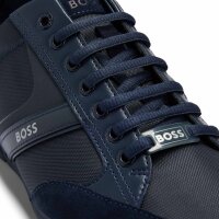 BOSS mens sneaker - Saturn Lowp, trainers, leisure, material mix with genuine leather Dark Blue EUR 43 (UK 9)