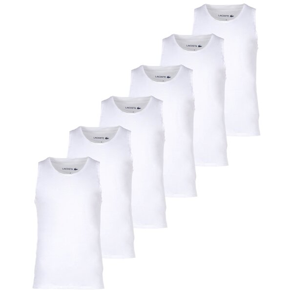 LACOSTE Mens Undershirts, 6-pack - Tank Top, Round Neck, Slim Fit, Cotton, Solid Color