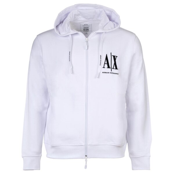 A|X ARMANI EXCHANGE Mens jacket - Sweat jacket, hood, cotton, single-coloured White M (Medium)
