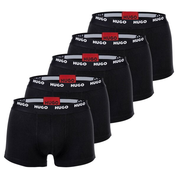 HUGO Herren Boxershorts, 5er Pack - Trunks Five Pack, Logo, Cotton Stretch Schwarz 2XL