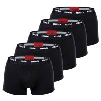 HUGO Herren Boxershorts, 5er Pack - Trunks Five Pack, Logo, Cotton Stretch Schwarz 2XL