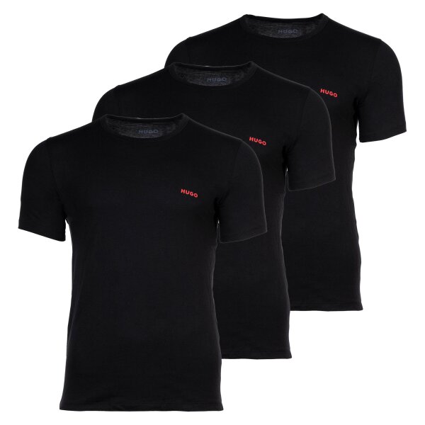 HUGO Herren T-Shirt, 3er Pack - Rundhals, Kurzarm, Logo, Baumwolle, uni