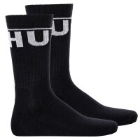 HUGO Mens Socks, 2-Pack - QS Rib Label Iconic, Ribbed, Logo, Cotton Blend Black 39-42 (UK 5-8.5)