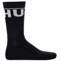 HUGO Mens Socks, 2-Pack - QS Rib Label Iconic, Ribbed, Logo, Cotton Blend Black 39-42 (UK 5-8.5)