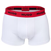 HUGO Herren Boxer Shorts, 3er Pack - Trunks Triplet Pack, Logo, Cotton Stretch Schwarz/Weiß/Rot 2XL