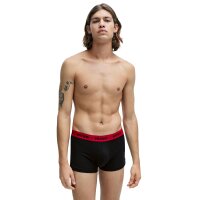 HUGO Herren Boxer Shorts, 3er Pack - Trunks Triplet Pack, Logo, Cotton Stretch Schwarz/Weiß/Rot 2XL