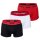 HUGO Herren Boxer Shorts, 3er Pack - Trunks Triplet Pack, Logo, Cotton Stretch Schwarz/Weiß/Rot 2XL