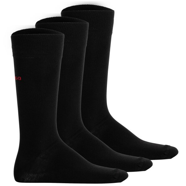 HUGO Unisex Socks, 3-Pack - RS Uni, Short Socks, Logo, Single-colored Black 39-42 (UK 5-8.5)