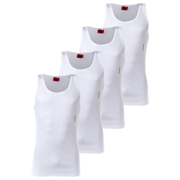 HUGO Mens vest, 4-pack - Tank Top, double rib, cotton stretch White 2XL (XX-Large)