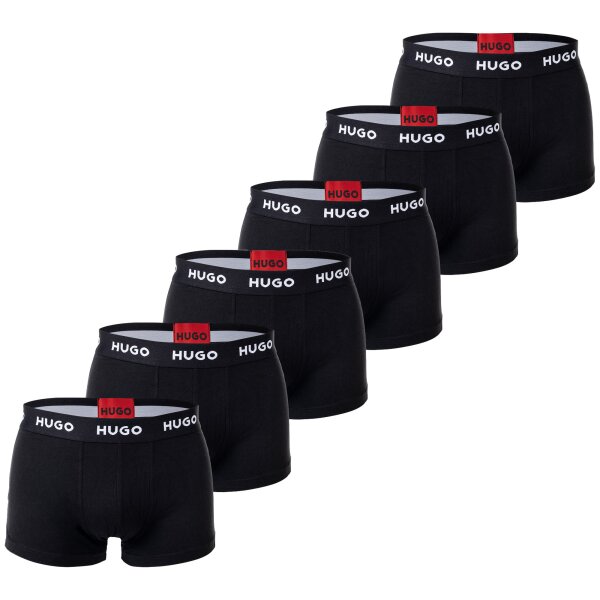 HUGO Herren Boxer Shorts, 6er Pack - Trunks Six Pack, Logo, Cotton Stretch Schwarz L