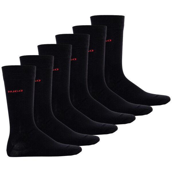 HUGO Herren Socken, 6er Pack - RS Uni CC, Kurzsocken, mittelhoch, Logo, uni Schwarz 43-46