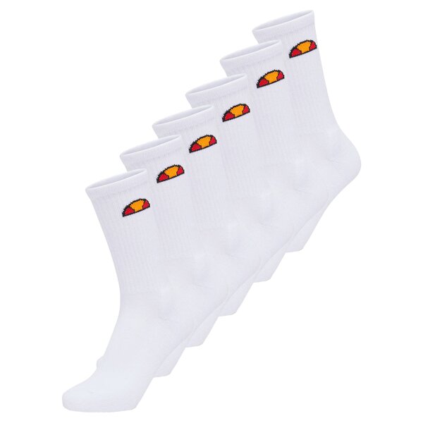 ellesse Unisex Socken, 6 Paar - Tamuna, Crew Socken, Logo Weiß 37-42,5