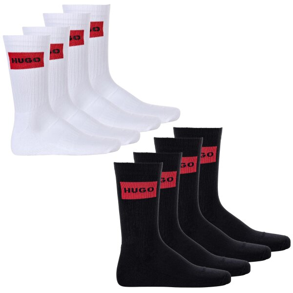 HUGO Herren Socken, 4er Pack - QS Rib Label, gerippt, Logo, Baumwollmischung