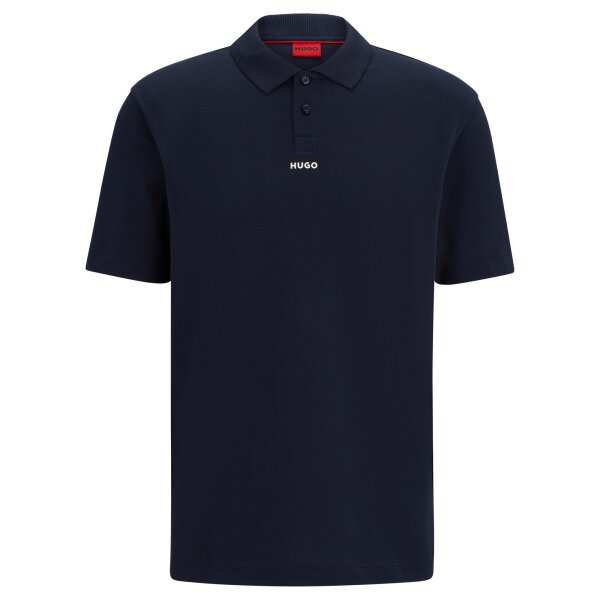 HUGO Herren Poloshirt - Dangula, Pique, 1/2-Arm, Knopfleiste, Slim Fit, Baumwolle Blau M