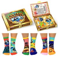 United Oddsocks Kids Socks, 6 Individual Socks - Gift Box, Motif Socks Captain Oddsocks 27-30 (UK 9-12)