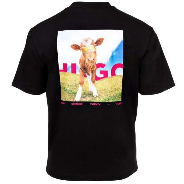HUGO Mens T-shirt - DOWIDOM, round neck, motif print on the back, cotton