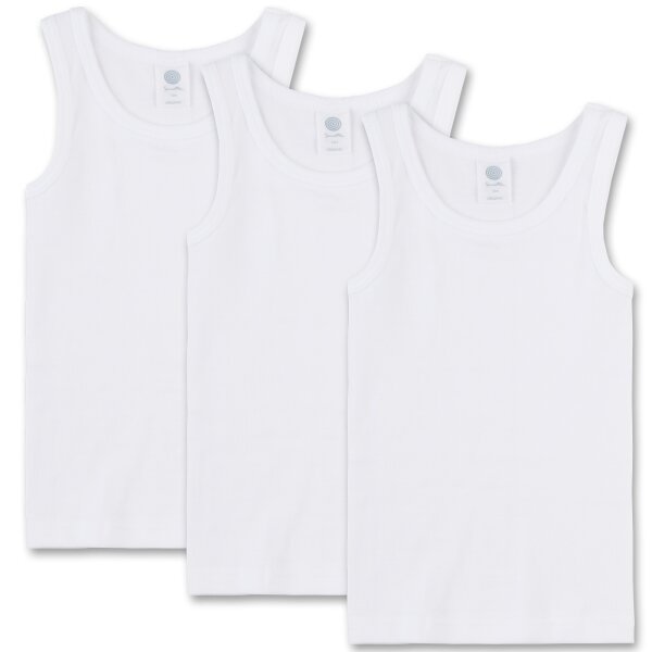 Sanetta 3er Pack Jungen Unterhemd Shirt ohne Arm Tank Top Basic - Weiß / Größe: 116 (4-5 Years)