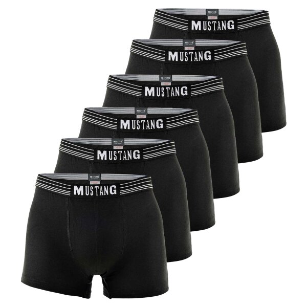 MUSTANG Men Retro Shorts 6 Pack - Boxer Shorts, Pants, True Denim Black L (Large)
