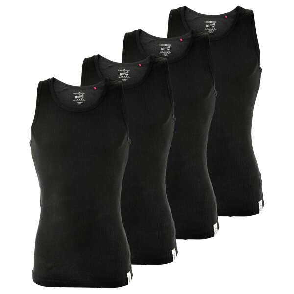 MUSTANG Mens Undershirt 4-pack, Tanktop, Double Rib, True Denim, S-XXL Black L (GR. L)