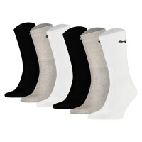 PUMA Unisex Sports Socks, 6 Pairs - Tennis Socks, Crew Socks, plain Black/White/Grey 47-49