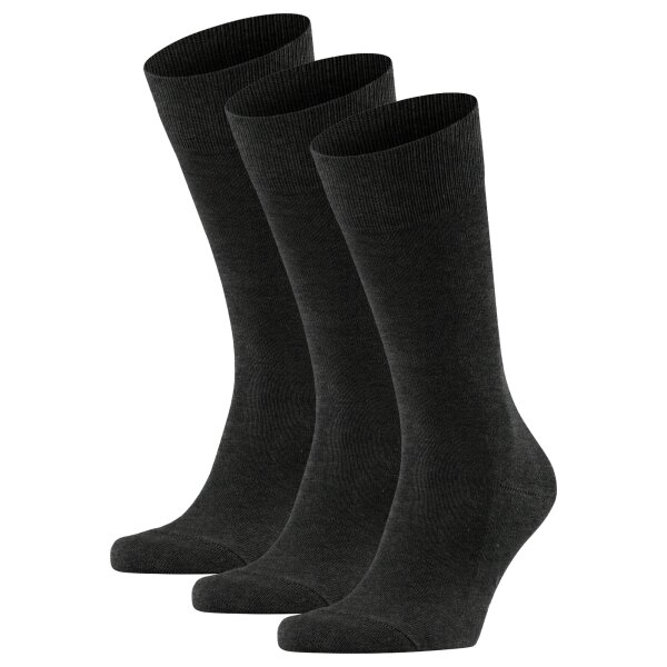 FALKE Mens socks - Family SO, all-rounder socks, plain, cotton blend Anthracite 47-50