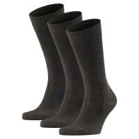 FALKE Herren Socken - 3er Pack Family SO, Allrounder Strümpfe, Uni, Baumwollmischung Dunkelbraun 47-50