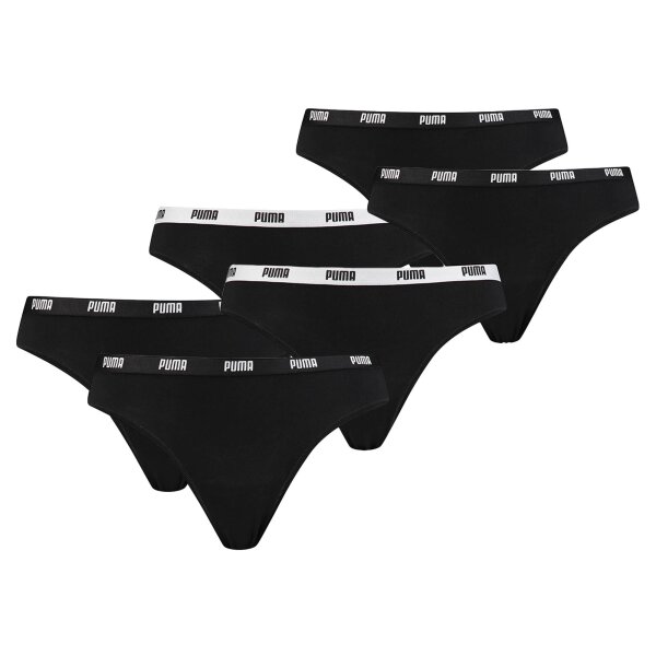 PUMA Ladies Iconic String, Pack of 6 - Soft Cotton Stretch Black M (Medium)